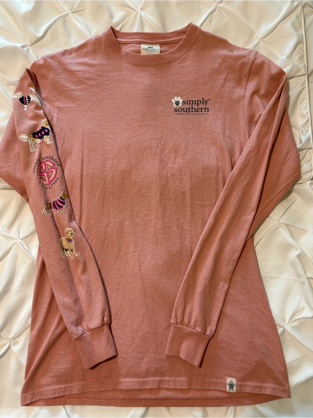 Simply Southern Women’s Pink Dog Lover Long Sleeve Shirt, Size Small